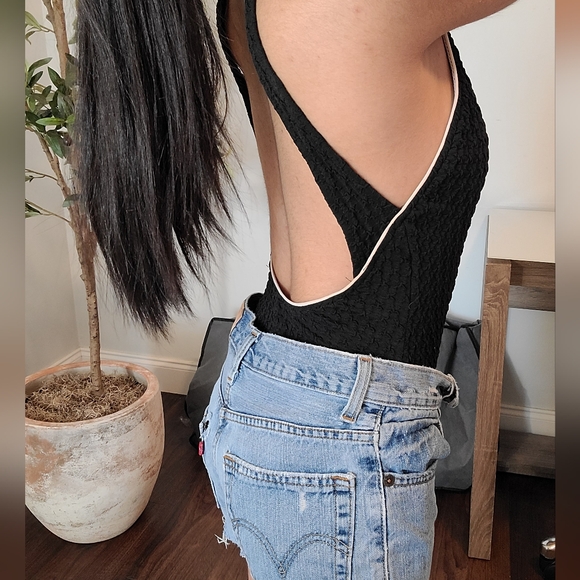 Anne Klein Black Textured And Tan One Piece  Bathing Suit - Picture 6 of 16